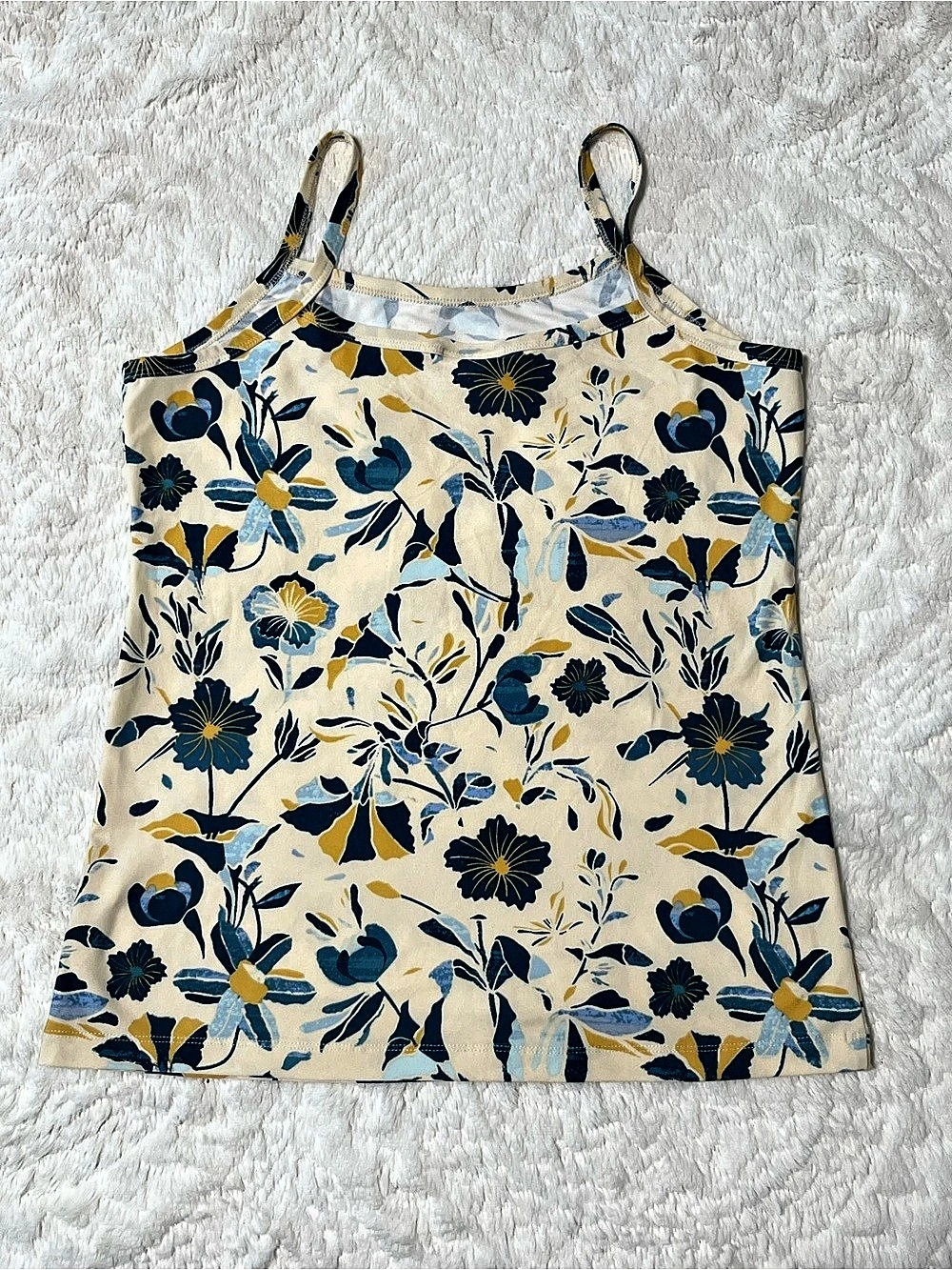 Lularoe Perfect Tank Floral Camisole Cream & Blue Small